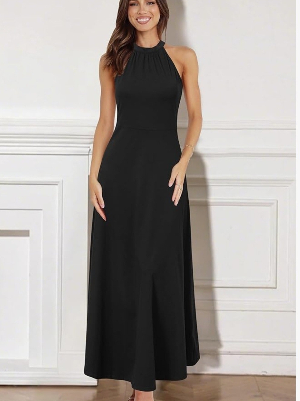 Gray Elegant Halter Maxi Dress - Women